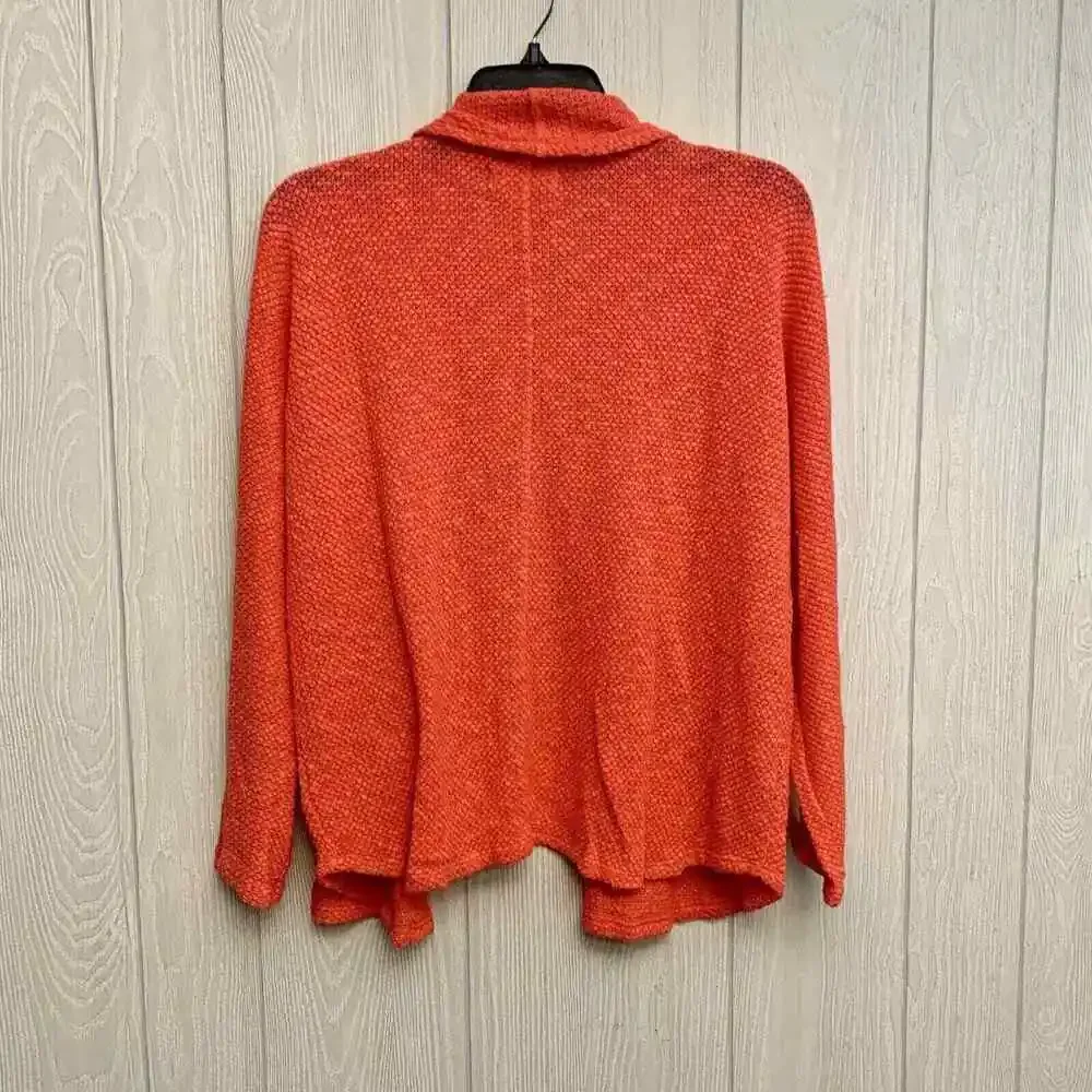 Velvet By Graham And Spencer Coral Hibiscus Orange Cardigan Sweater Small NWT